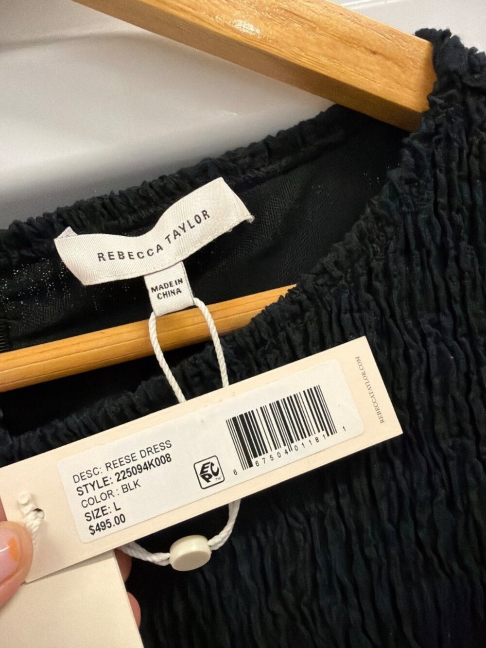 Rebecca Taylor Reese Mixed Media Midi Dress Black Womens Size Large - Picture 9 of 10